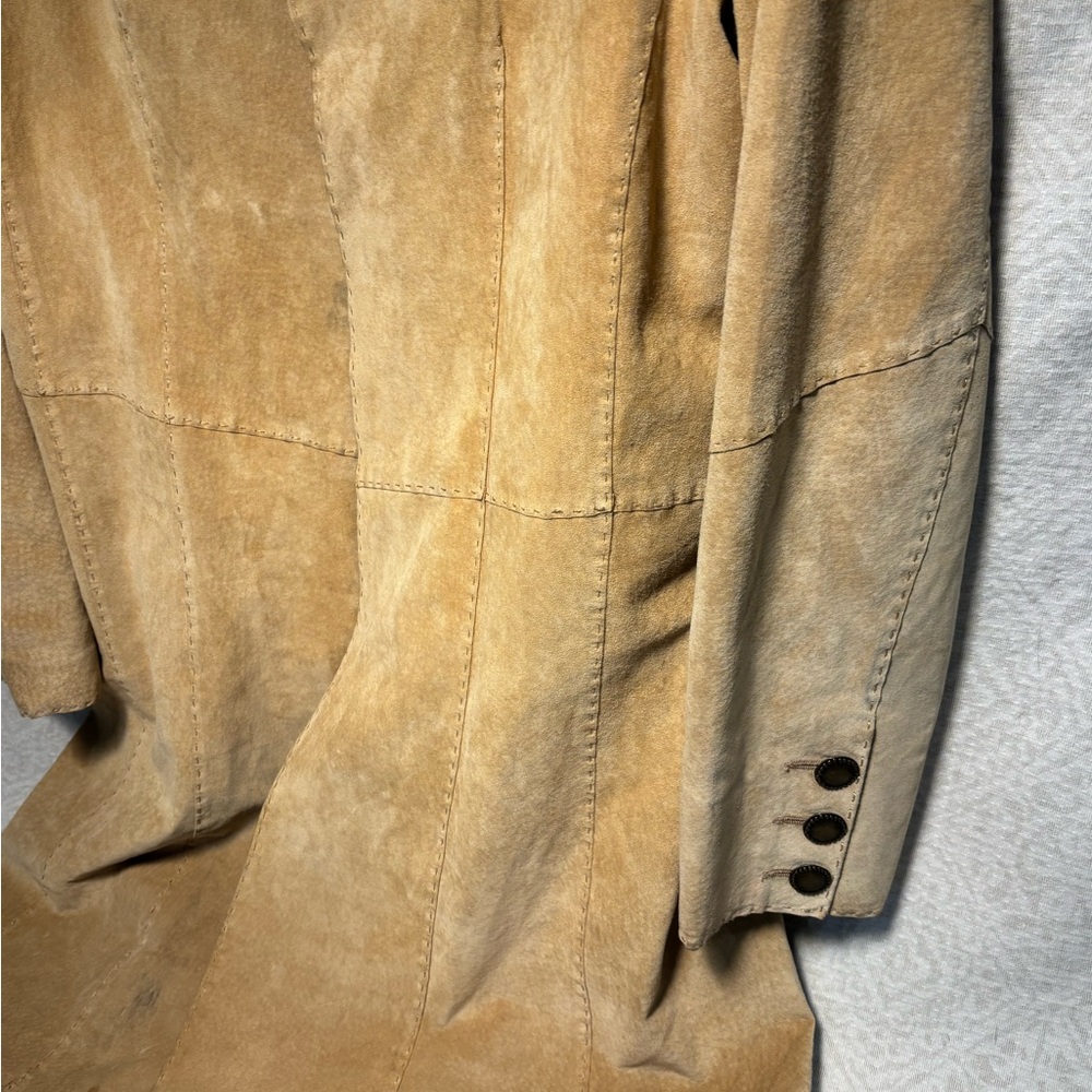 Coldwater Creek Tan Leather Blazer Jacket Women’s XL Button Front - Picture 7 of 16